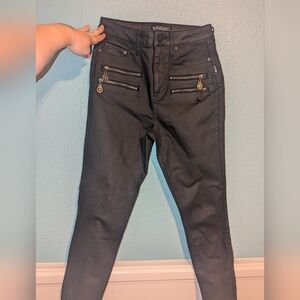 Blackcraft Pentagram Zipper Black Coated Skinny Jeans size 7